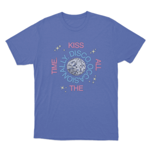KISS ALL THE TIME. DISCO OCCASIONALLY Logo T Shirt Blue