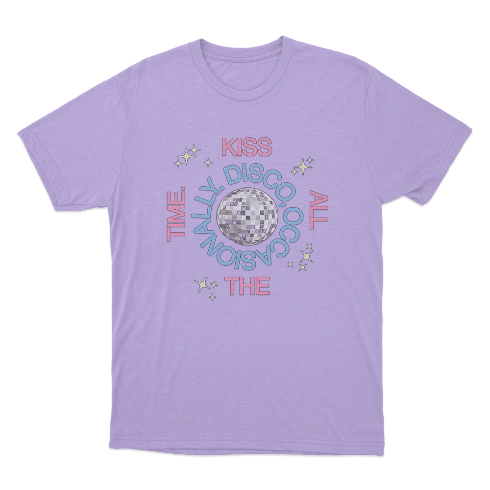 KISS ALL THE TIME. DISCO, OCCASIONALLY Logo T Shirt Purple KISS ALL THE TIME. DISCO OCCASIONALLY Logo T Shirt Purple