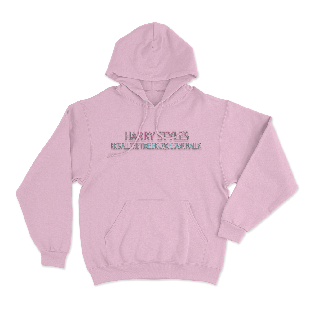 KISS ALL THE TIME. DISCO, OCCASIONALLY Text Hoodie Pink KISS ALL THE TIME. DISCO OCCASIONALLY Text Hoodie Pink