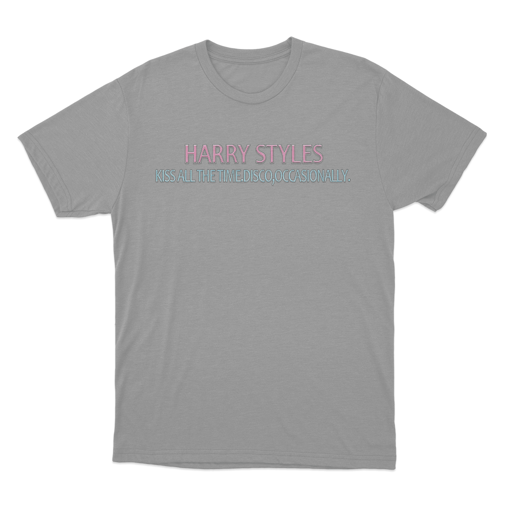 KISS ALL THE TIME. DISCO, OCCASIONALLY Text T Shirt Grey KISS ALL THE TIME. DISCO OCCASIONALLY Text T Shirt Grey