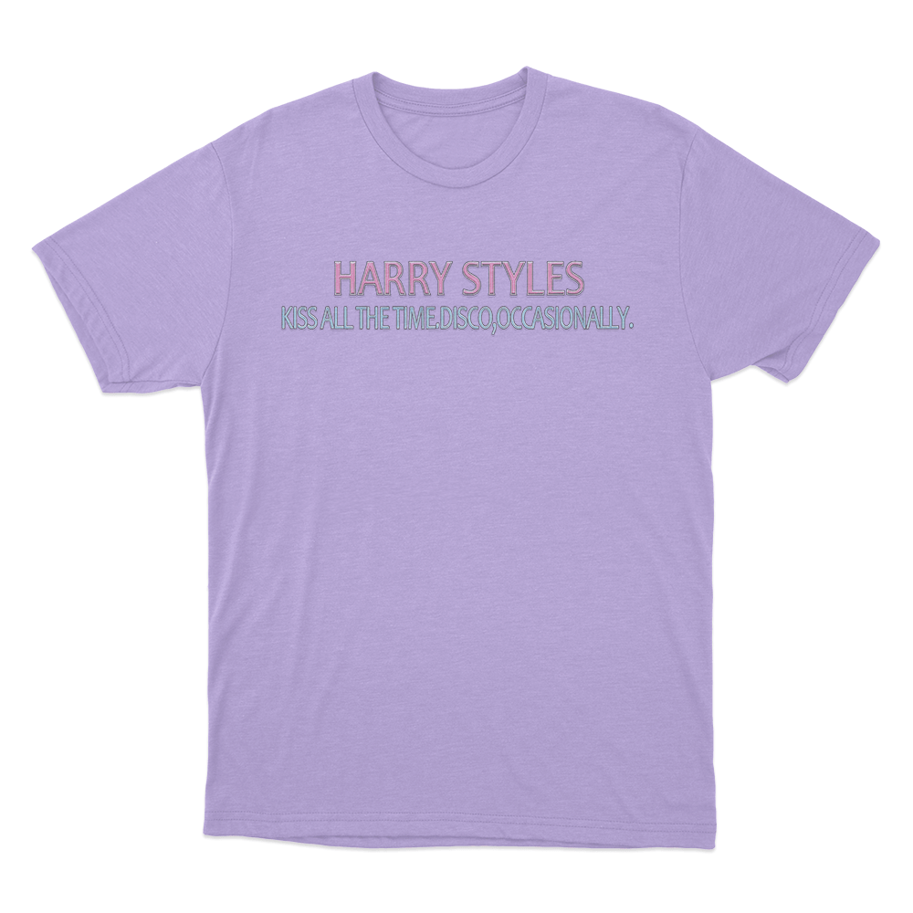 KISS ALL THE TIME. DISCO, OCCASIONALLY Text T Shirt Purple KISS ALL THE TIME. DISCO OCCASIONALLY Text T Shirt Purple